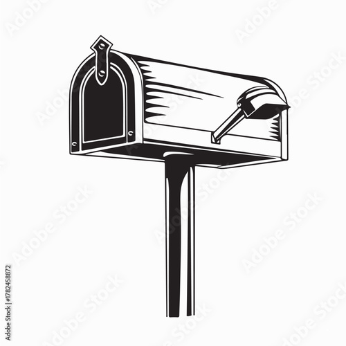 Classic Wooden Mailbox Vector Art with Detailed Texture and Style on white background