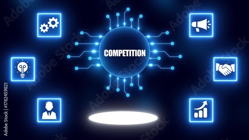 Competition Concept with Icons and Circuit Board Design rivalry challenge
