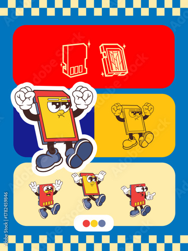 VIntage poster design character set from memory card