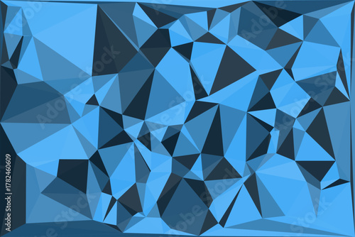 Vibrant blue low-polygon abstract background design creating a dynamic digital texture with cool geometric shapes