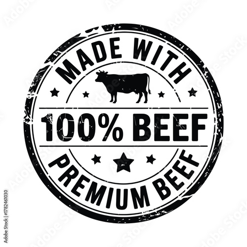 Premium 100 percent beef stamp with cow silhouette
