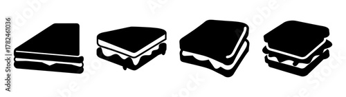 Set of four black sandwich icons