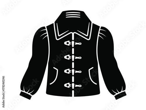 Black Duffle Coat Silhouette with Toggle Fasteners, stylish jacket