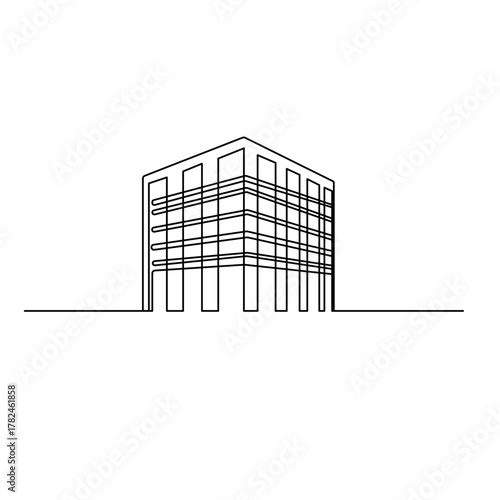 Bulding single line art, continuous one line drawing of  Isolated outline vector icon