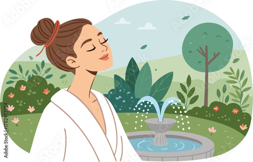 Beauty salon and spa doodle set. Skin care and natural treatment, natural cosmetics concept, time for yourself. Spa with aroma oil, nail file, sleep mask and other care items.	