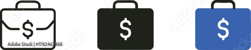 Illustration of financial briefcase in black blue and outline style
