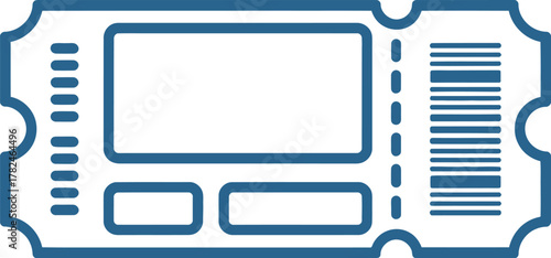 A blank ticket with a barcode and perforated edges is shown in a graphic illustration.