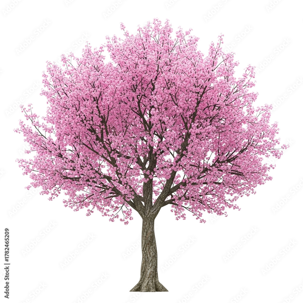 Fototapeta premium Beautiful pink cherry blossom tree isolated on transparent background