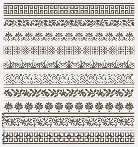 Greek Key and Floral Border Set Collection