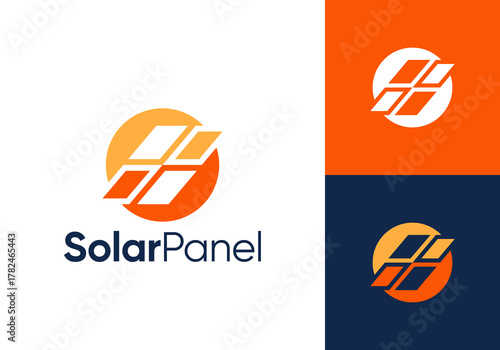 solar energy panel logo. solar technology electric vector design concept