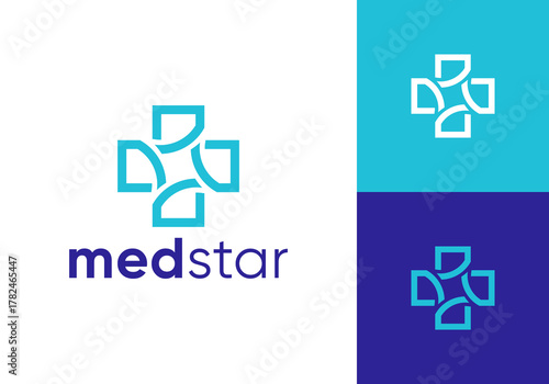 abstract healthcare with star logo design concept