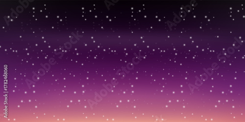 Starry sky background. Night sky with glowing stars. a space wallpaper design. minimalistic sunrise or sunset. gradient with stars. vector illustration.