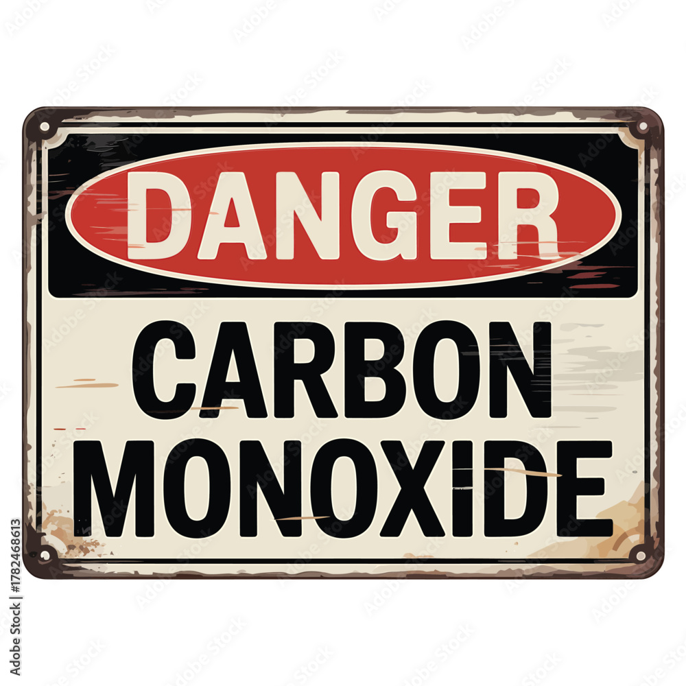 Fototapeta premium Vintage danger carbon monoxide warning sign