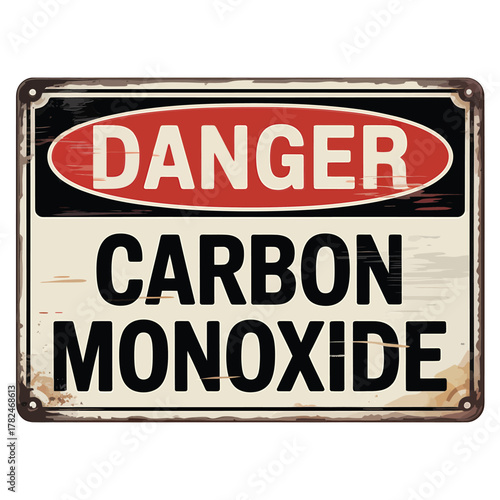 Vintage danger carbon monoxide warning sign