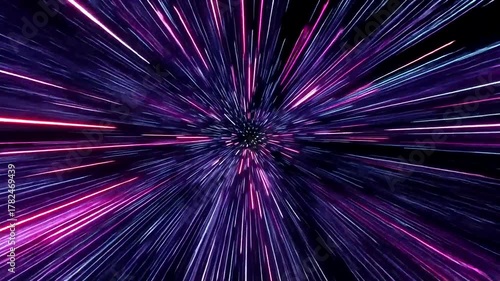 Abstract cosmic light speed tunnel with vibrant purple and pink streaks