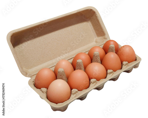 Chicken eggs packed. Fresh organic chicken eggs packed in cardboard box or tray. Egg box for cooking. Egg box for diet food