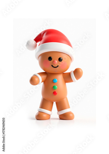 Cute gingerbread wearing hat and scarf in a photo. Merry Christmas Poster Design