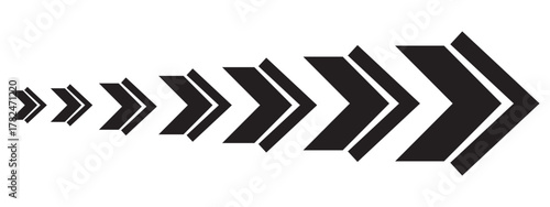 Black arrow vector icon symbolizing direction forward progress movement speed technology minimalistic chevron graphic simple shape dynamic navigation clean interface icon on transparent 