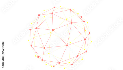 
Abstract smooth gradient network of connected dots and lines forming a flowing wave pattern with colorful transitions from orange and Yellow to blue on a light background
