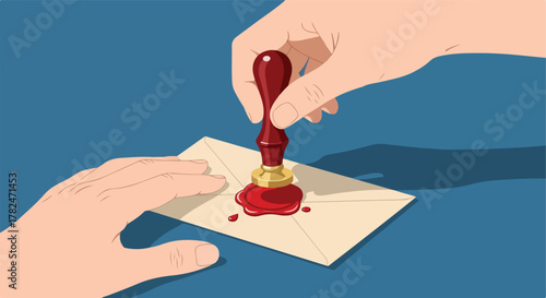 Hand sealing an envelope with a wax stamp