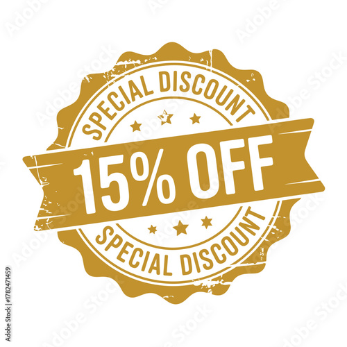 Special discount 15 percent off sale badge