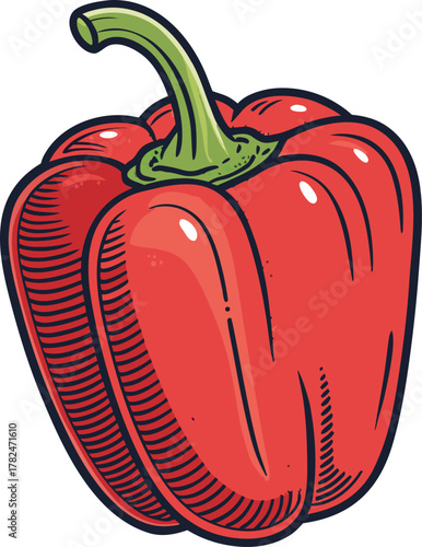 Sweet red bell peppers set isolated on white background. Bell peppers in Cartoon style. Vector illustration