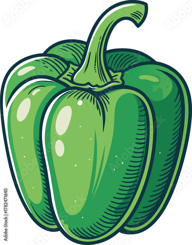 Sweet red bell peppers set isolated on white background. Bell peppers in Cartoon style. Vector illustration