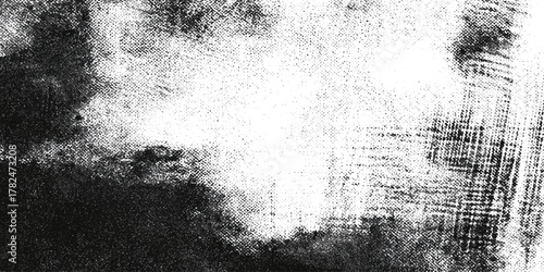 abstract black and white halftone dot grunge texture background frame with copy space.