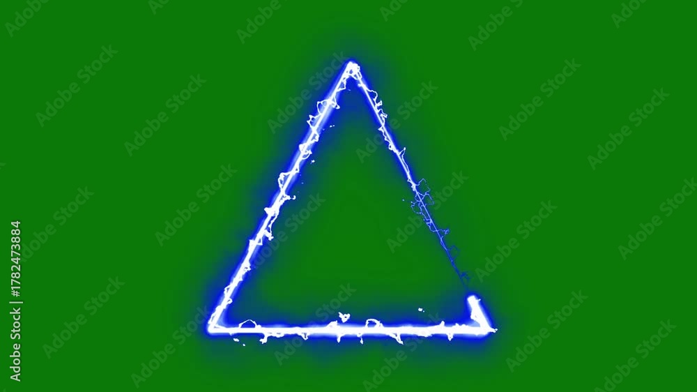 Triangle shape with lightning energy sparks path effect on green screen ...