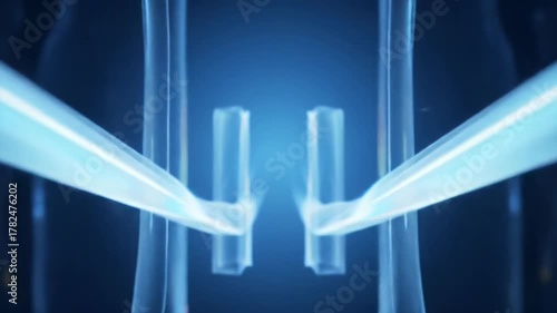 Sophisticated 3D animation of evolving, abstract geometric forms and luminous lines against a deep ethereal gradient background, showcasing pearlescent reflectivity and soft volumetric light with