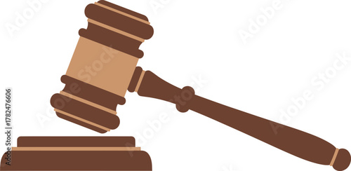 Wooden gavel and sound block resting on an open book representing justice law and legal proceedings isolated on transparent background