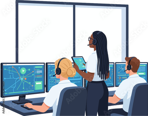 Crisis Management Team Monitors Multiple Data Streams During Emergency Response