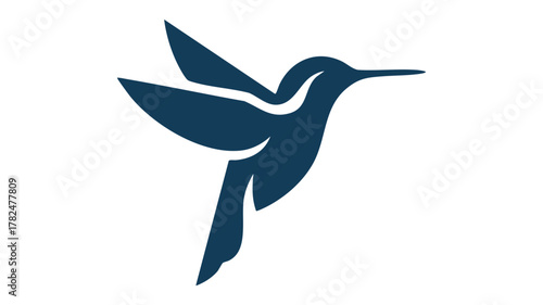 Flying blue hummingbird logo icon