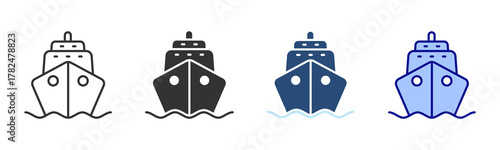 Ship Icon Set. Designed In Multi Style