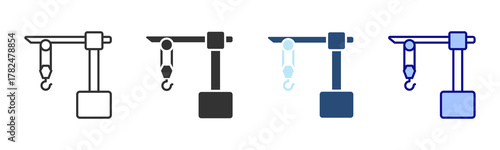 Crane Icon Set. Designed In Multi Style