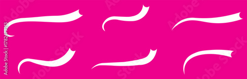 Swoosh and swash tails line and flat collection. Swooshes text tail for baseball design.. Sport logo typography elements. Vector illustration.