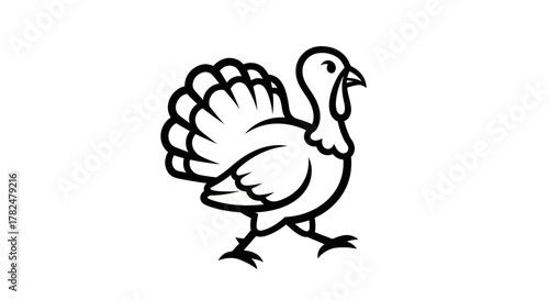 Stylized Turkey Illustration - A Classic Thanksgiving Symbol in Black and White.