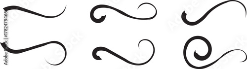 Swoosh and swash tails line and flat collection. Swooshes text tail for baseball design.. Sport logo typography elements. Vector illustration.