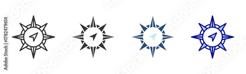 Compass Icon Set. Designed In Multi Style