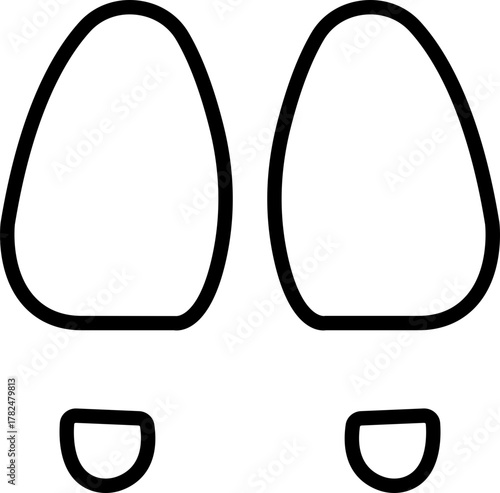 Footprint and shoe print icon in black line style, including barefoot, boot, sneaker, trail, and walking track symbols, perfect outline and silhouette vector