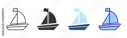 Sail Icon Set. Designed In Multi Style