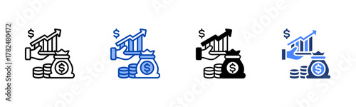Profit icon set multiple style collection