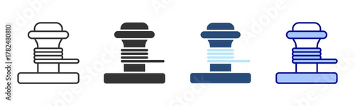 Mooring Icon Set. Designed In Multi Style