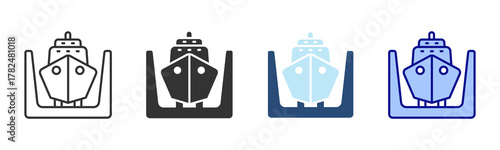 Ship Building Icon Set. Designed In Multi Style