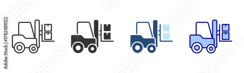 Forklift Icon Set. Designed In Multi Style