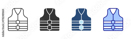 Reflective Vest Icon Set. Designed In Multi Style