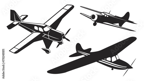 Diverse Aircraft Silhouettes A Collection of Airplane Designs for Aviation and Travel Themes
