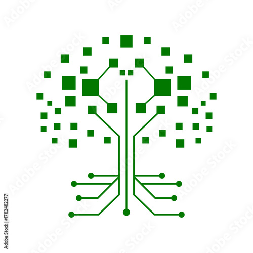 Digital Tree Symbolizing Technology and Innovation in Modern World.