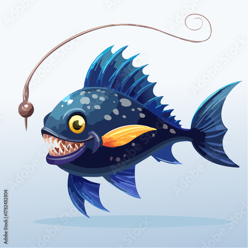 Anglerfish with lure and sharp teeth
