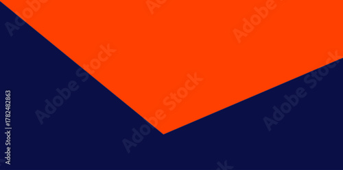 Inverted V-Shape Chevron Orange and Navy Blue Vector Illustration Background. A striking V-shape point (chevron style) composition dividing the top orange and bottom navy blue sections.